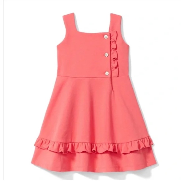 Janie and Jack Coral Ruffle Ponte Dress Size 3 - Picture 1 of 4